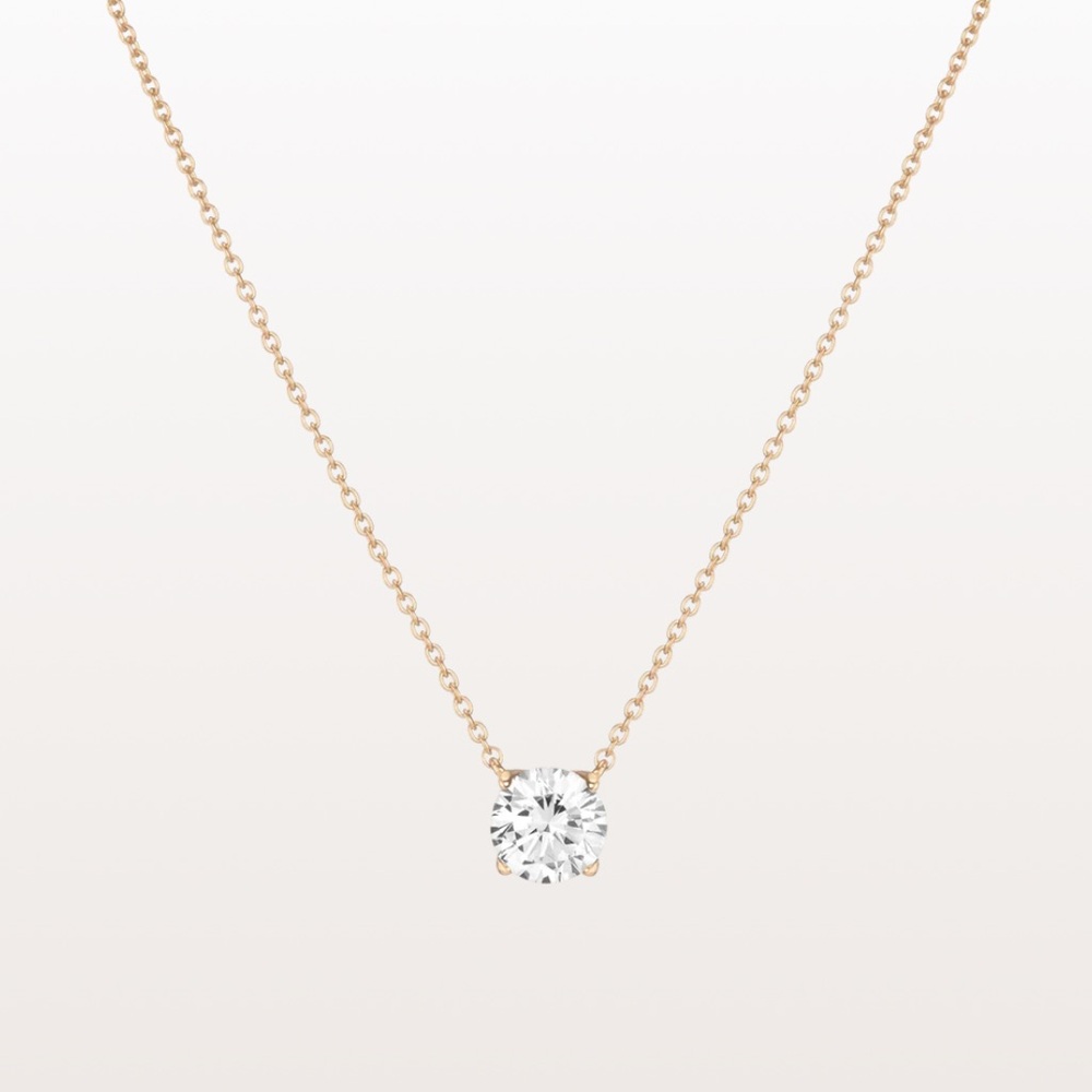 Round Gold Gemstone Solitaire Necklace